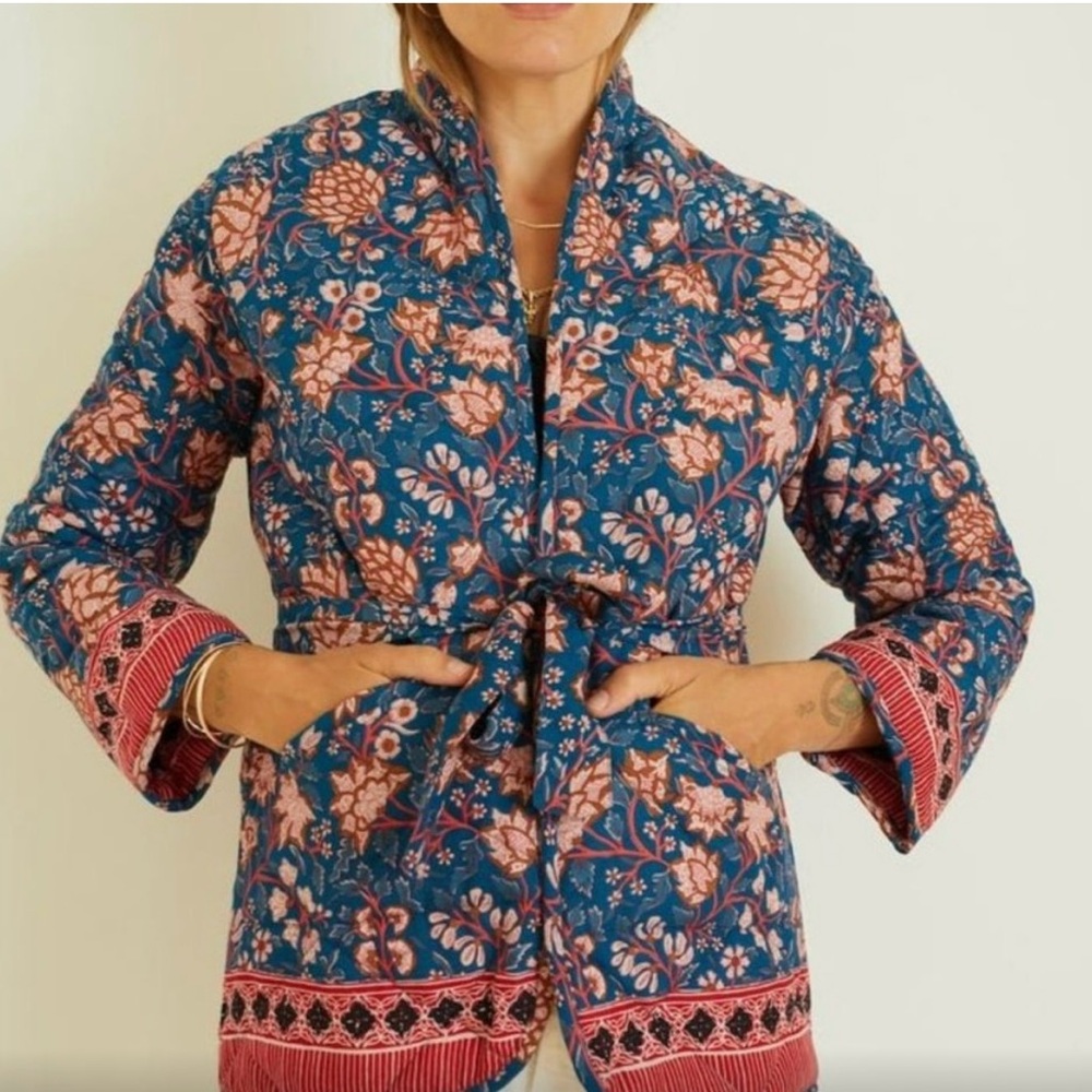 Natalie Martin Índigo Dahlia Floral Jacket